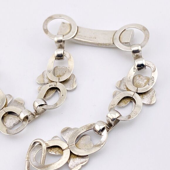 La Mode LaMode Sterling Silver Four Leaf Clover Shamrock Link ID Bracelet Vintag - Picture 6 of 6